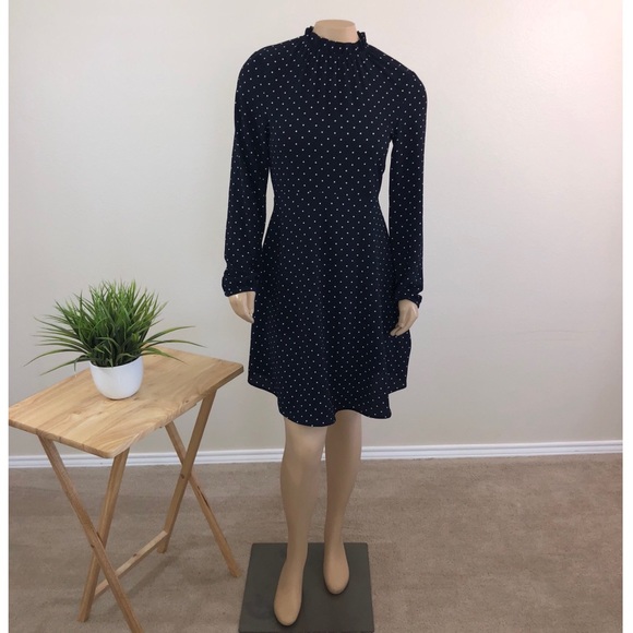 long sleeve white polka dot dress
